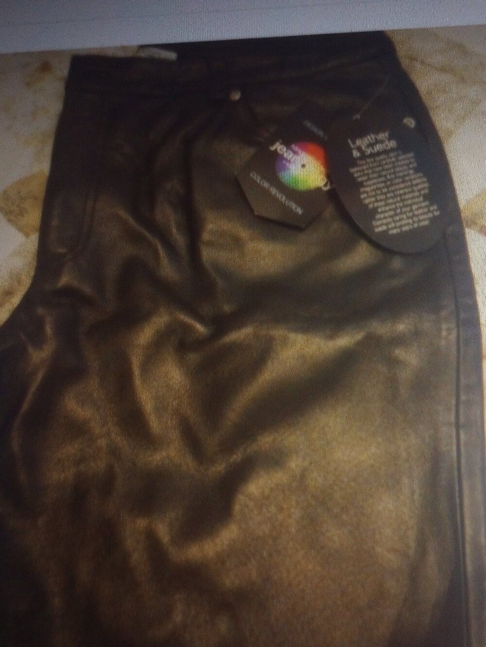 Newport News blk leather boot cut lined pants sz 16 New w/tags!